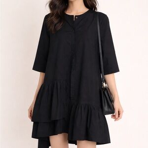 Apparalel Black Tiered Midi Dress Size Small